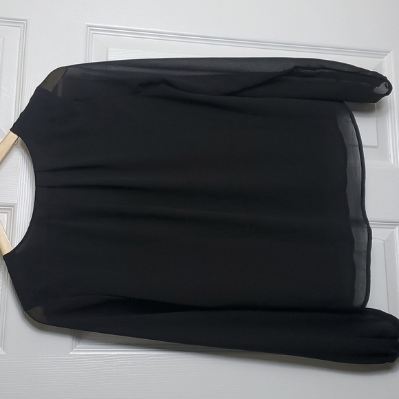 Naked Zebra Wrap Front Long Sleeve Black Blouse Size Medium - Picture 6 of 12